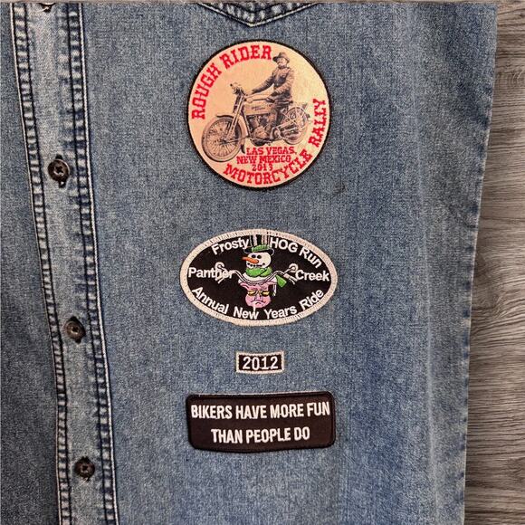 Vintage Harley Davidson Denim Vest w/ Various Biker Patches & Pins, Men's Medium - Picture 7 of 11